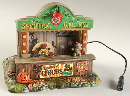 Snow Village Halloween Cats,Bats & Rats Shooting Gallery - Boxed
