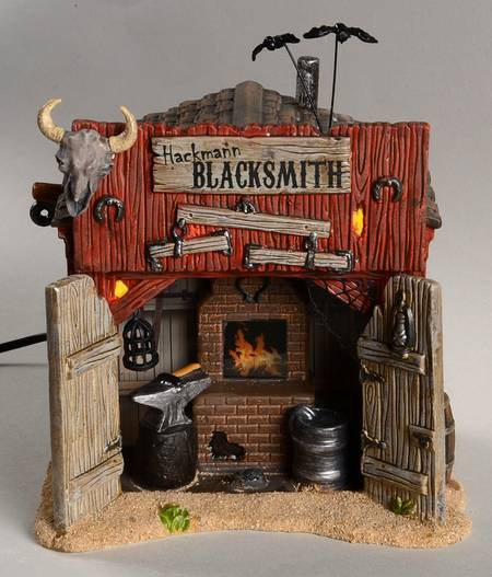 Haunted Rails - Snow Village Halloween Hackmann's Blacksmith Shop - Boxed