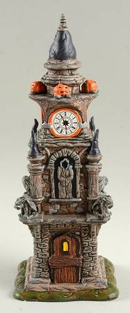 Snow Village Halloween Halloween Clock Tower - With Box