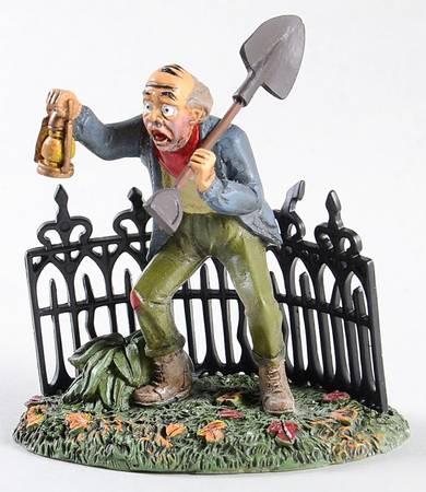 Snow Village Halloween Scary Gravedigger - With Box-520