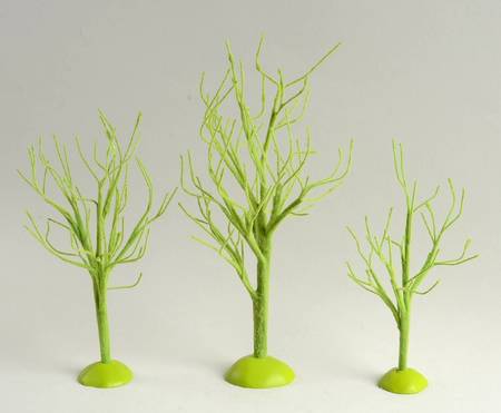Snow Village Halloween Green Bare Branch Trees - Boxed