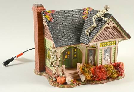 Trick Or Treat Lane - Snow Village Halloween Skeleton House - Boxed