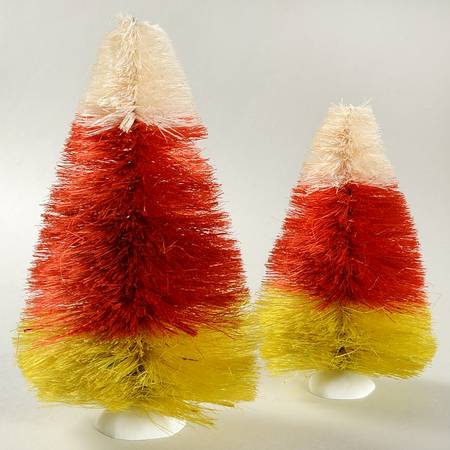 Snow Village Halloween Halloween Candy Corn Trees - Bx482 With Box