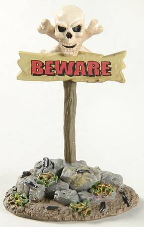 Snow Village Halloween Beware The Boneyard, Sign - Boxed