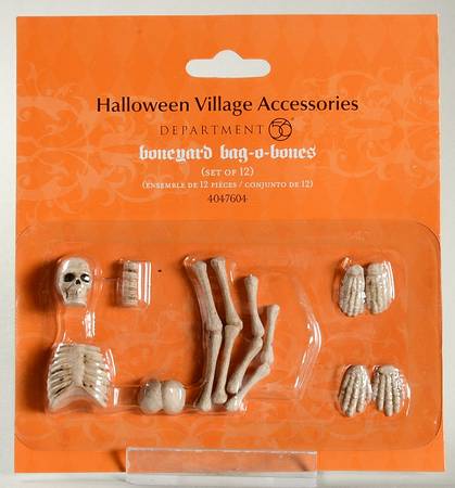 Snow Village Halloween Boneyard Bag-O-Bones - Boxed