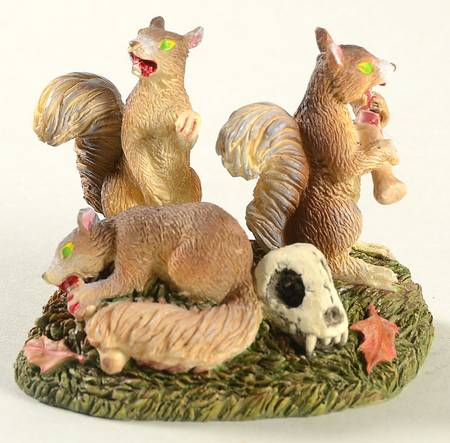 Snow Village Halloween Creepy Creatures Scary Squirrels - With Box