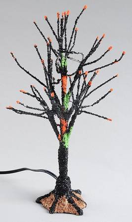 Snow Village Halloween Black Light Bare Branch Tree - With Box
