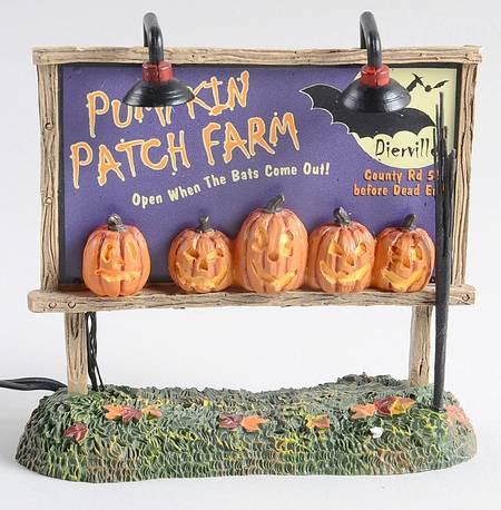 Snow Village Halloween Lit Pumpkin Patch Billboard - With Box-Bx540