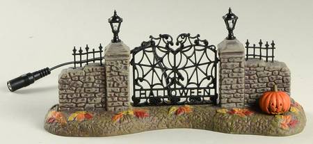 Snow Village Halloween Halloween Village Gate - With Box Bx553