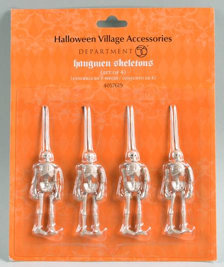 Snow Village Halloween Hangmen Skeletons - With Box