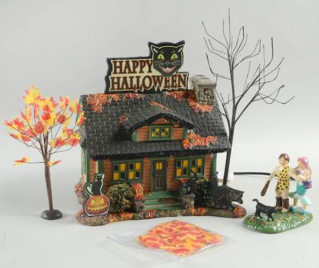 Trick Or Treat Lane - Snow Village Halloween Black Cat Flat - Boxed