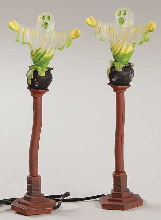 Snow Village Halloween Ghostly Glow Street Lights-Set Of 2 - Boxed