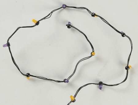 Snow Village Halloween String Of 12 Orange & Purple Lights - With Box