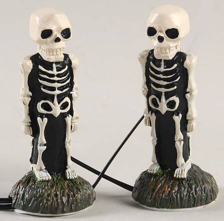 Snow Village Halloween Lit Skeleton Yard Decor - Boxed