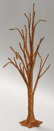 Snow Village Halloween Copper Glitter Bare Br Tree - With Box