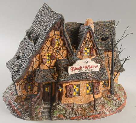 Snow Village Halloween Black Widow Dating Service - Boxed