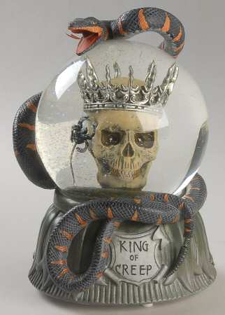 Snow Village Halloween Skull With Snake Waterglobe - With Box Bx349