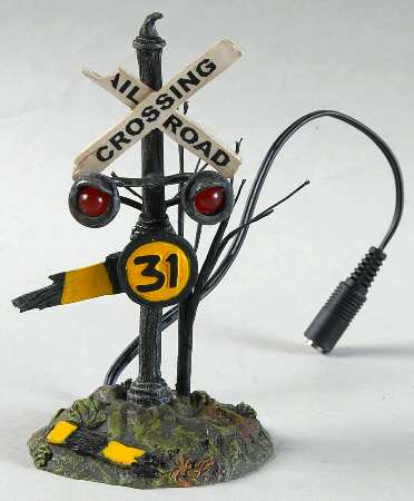 Haunted Rails - Snow Village Halloween Haunted Rails Crossing Sign - Boxed