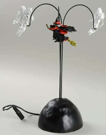 Snow Village Halloween Up, Up, & Away Witch With Ghost - Boxed