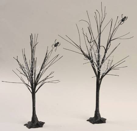 Snow Village Halloween Spooky Spider Trees - Boxed