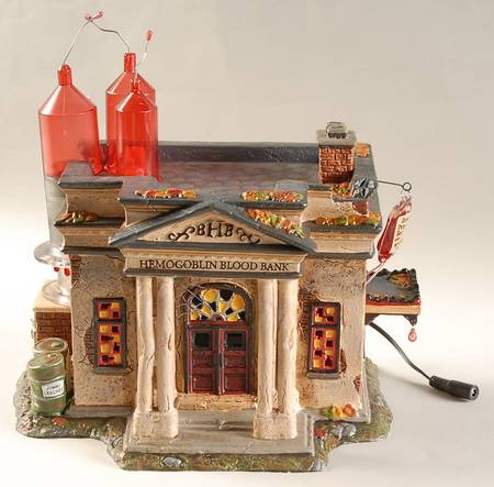 Snow Village Halloween Hemogoblin Blood Bank - With Box Bx358