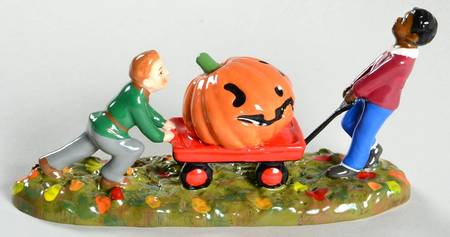 Trick Or Treat Lane - Snow Village Halloween Bringing Home The Winner - Boxed