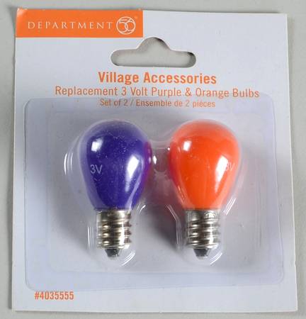 Snow Village Halloween Replacement 3v Bulbs-Purple/Orange - With Box Bx388