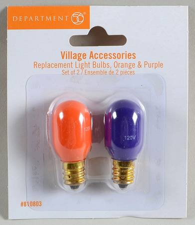 Snow Village Halloween Replacement Light Bulbs,Orange & Purple - Boxed