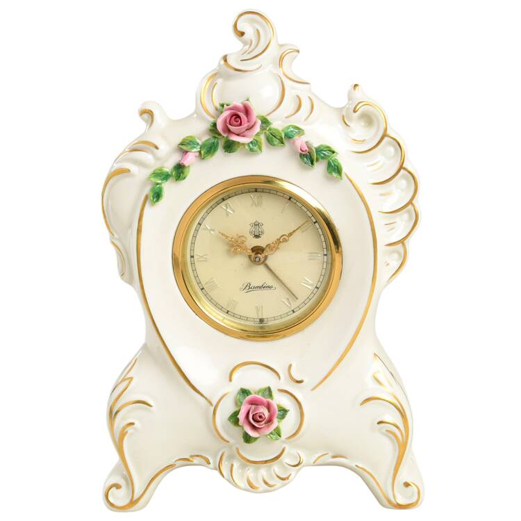 Dresden Giftware Pink Rose Mantle Clock - No Box