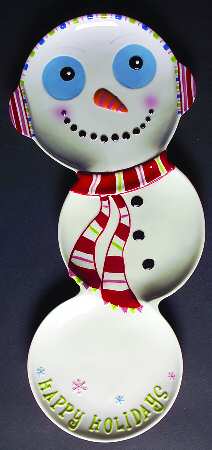 Department 56 Christmas Figurines Happy Holiday Snowman Platter - No Box