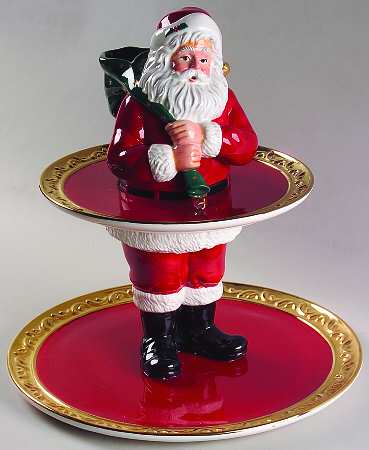 Department 56 Christmas Figurines Santa 2 Tier Server - No Box