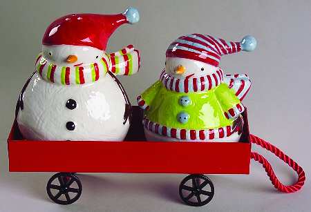 Department 56 Christmas Figurines Snowman Salt & Pepper Set - No Box