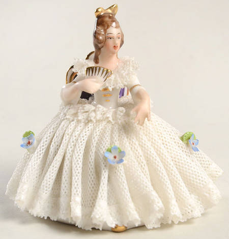 Dresden Figurines Lady With A Fan - No Box