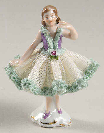 Dresden Figurines Balerina - Green And Purple  - No Box