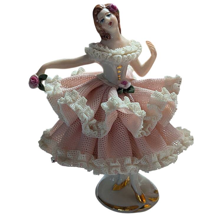 Dresden Figurines Ballerina Holding Rose - No Box