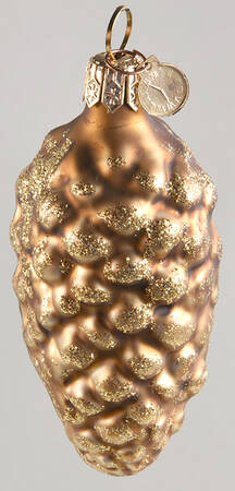 Blown Glass Ornaments Gold Pine Cone - No Box