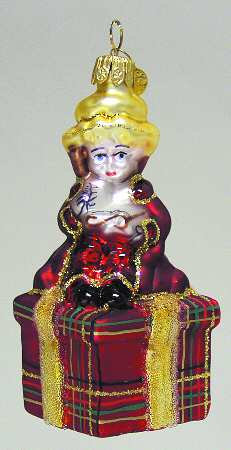 Blown Glass Ornaments Girl On Gift - No Box