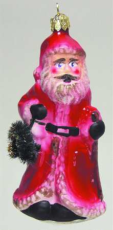Blown Glass Ornaments Vintage Santa W/ Wreath - No Box