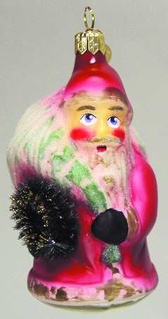 Blown Glass Ornaments Vintage Santa W/ Toybag & Wreath - No Box