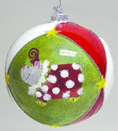 Kringles Blown Glass Ornaments Dog Jumbo Ball - No Box