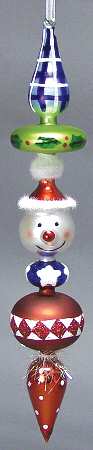 Blown Glass Ornaments Snowman Icicle Santa Hat - Boxed