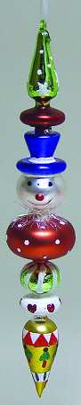 Blown Glass Ornaments Snowman Icicle Blue Top Hat - Boxed