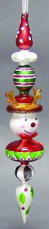 Blown Glass Ornaments Snowman Icicle Reindeer Hat - Boxed