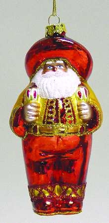 Blown Glass Ornaments Mariachi Santa-Red - Boxed