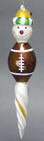 Blown Glass Ornaments Snowman Football - Boxed
