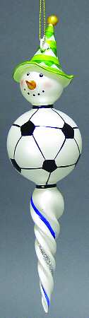 Blown Glass Ornaments Snowman Soccer - Boxed