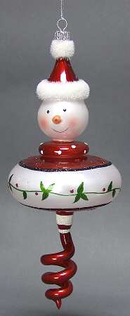 Blown Glass Ornaments Holly Berry Twist Snowman - Boxed