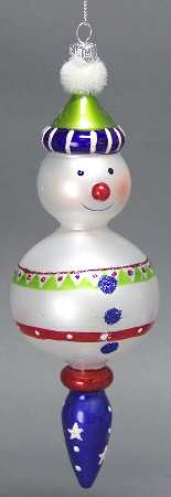 Blown Glass Ornaments Blue Stars Snowman - Boxed