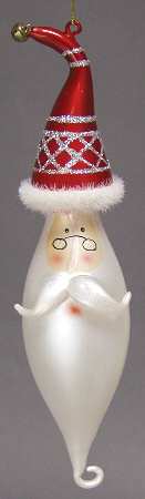 Blown Glass Ornaments Finial Santa Head  - Boxed