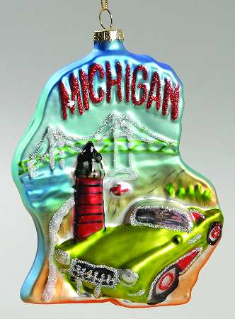Blown Glass Ornaments Michigan - Boxed
